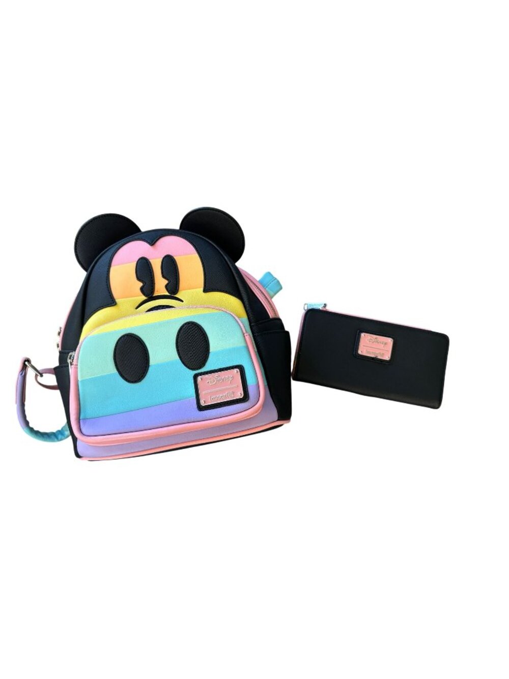 Disney Loungefly Mickey Mouse Rainbow Backpack & Wallet Set Pride